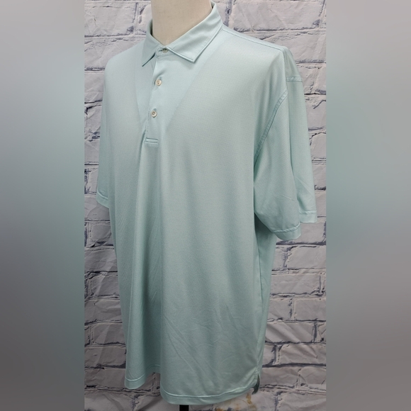 Peter Millar Men's Golf Polo Shirt Summer Comfort Light Green Herringbone sz XL - Picture 5 of 16